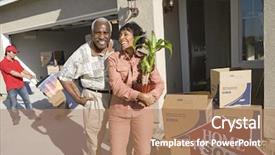  Presentation with african american black couple - Slide deck featuring senior african american couple moving background and a coral colored foreground
