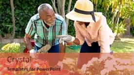  Presentation with social isolation - PPT theme enhanced with senior-african-american-couple-spending background and a red colored foreground