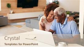  Presentation with african american black couple - Presentation theme featuring senior-african-american-couple-using background and a lemonade colored foreground