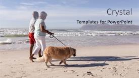  Presentation with senior couple - Theme featuring senior-african-american-couple-walking background and a light blue colored foreground