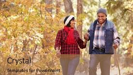  Presentation with senior couple - Slides consisting of senior african american couple walking background and a coral colored foreground