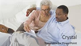  Presentation with senior couple - PPT theme having senior african american couple background and a light blue colored foreground