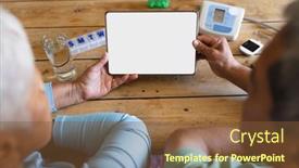  Presentation with self medication - Slide deck having senior-african-american-couple background and a tawny brown colored foreground