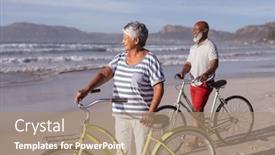  Presentation with senior couple - Amazing PPT theme having senior-african-american-couple backdrop and a coral colored foreground