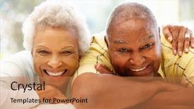  Presentation with senior couple - Slide deck with senior african american couple background and a coral colored foreground