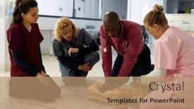  Presentation with cpr - PPT theme with senior-african-american-male-doctor and a coral colored foreground