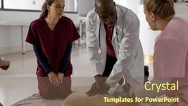  Presentation with doctor african - Presentation theme featuring senior-african-american-male-doctor and a violet colored foreground