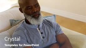  Presentation with covid coronavirus - Slide deck with senior-african-american-man-spending background and a gray colored foreground