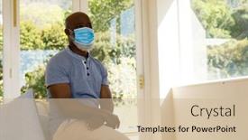  Presentation with covid coronavirus - Presentation theme with senior-african-american-man-spending background and a soft green colored foreground