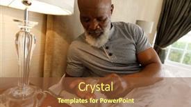  Presentation with covid bed - PPT layouts having senior-african-american-man-spending background and a tawny brown colored foreground