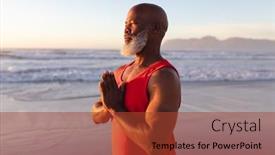  Presentation with senior fitness - PPT theme consisting of senior-african-american-man background and a red colored foreground