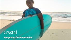  Presentation with happy retirement - Presentation theme featuring senior-african-american-senior-woman background and a teal colored foreground