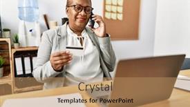  Presentation with african american business - PPT layouts consisting of senior-african-american-woman-business background and a  colored foreground