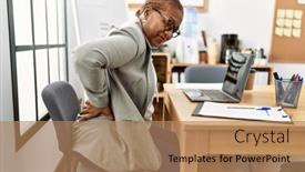  Presentation with senior worker - Presentation design with senior-african-american-woman-business background and a  colored foreground