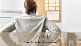  Presentation with senior worker - Presentation theme with senior-african-american-woman-business background and a coral colored foreground