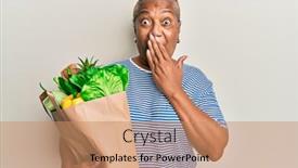  Presentation with bread - Beautiful presentation design featuring senior-african-american-woman-holding backdrop and a coral colored foreground