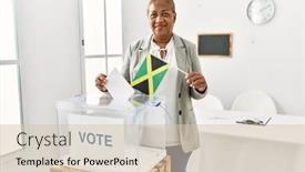  Presentation with american flag - Slide deck featuring senior-african-american-woman-holding background and a soft green colored foreground