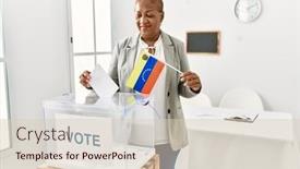 Presentation with american flag - Presentation theme with senior-african-american-woman-holding background and a lemonade colored foreground