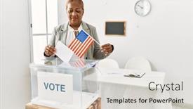  Presentation with voting - Slide set enhanced with senior-african-american-woman-holding background and a lemonade colored foreground