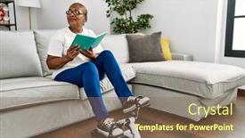  Presentation with woman sport - Presentation featuring senior-african-american-woman-reading background and a violet colored foreground