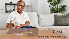  Presentation with african american religion - Presentation theme having senior-african-american-woman-smiling background and a coral colored foreground