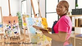  Presentation with african american church - Slide set enhanced with senior-african-american-woman-smiling background and a coral colored foreground