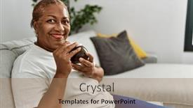  Presentation with infusion - PPT theme featuring senior-african-american-woman-smiling background and a coral colored foreground