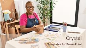  Presentation with clay - Presentation with senior-african-american-woman-smiling background and a  colored foreground