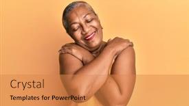  Presentation with self love - PPT layouts having senior-african-american-woman-wearing background and a coral colored foreground