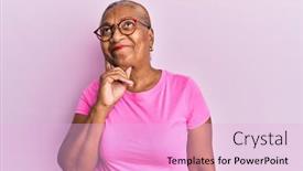  Presentation with african american woman question - Beautiful presentation featuring senior-african-american-woman-wearing backdrop and a lavender colored foreground