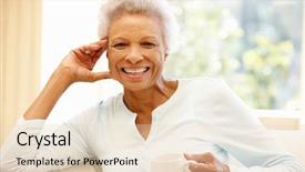  Presentation with african american women - Presentation theme featuring senior african american woman background and a lemonade colored foreground