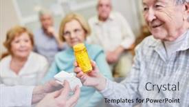  Presentation with counseling - Slide set with senior-and-doctor-with-medication background and a lemonade colored foreground