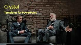  Presentation with difficult conversation - Slides having senior and young gentlemen having background and a tawny brown colored foreground