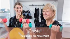  Presentation with ems - PPT layouts having senior-and-young-woman-during background and a coral colored foreground