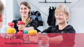  Presentation with ems - Cool new presentation design with senior-and-young-woman backdrop and a red colored foreground