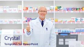  Presentation with apothecary - Amazing slide deck having senior apothecary at pharmacy cash backdrop and a sky blue colored foreground