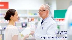  Presentation with apothecary - Colorful theme enhanced with senior apothecary at pharmacy backdrop and a sky blue colored foreground
