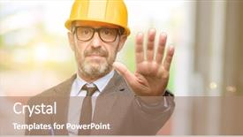  Presentation with engineering engineer or safety officer - Slide set having senior architect or engineer annoyed background and a  colored foreground