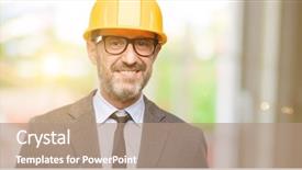  Presentation with engineering desk of civil engineer - PPT theme enhanced with senior architect or engineer confident background and a  colored foreground