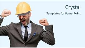  Presentation with energy power - PPT theme featuring senior architect or engineer happy background and a  colored foreground