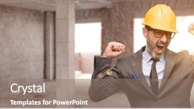  Presentation with energy power - Presentation featuring senior architect or engineer happy background and a  colored foreground