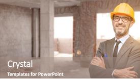  Presentation with architect - PPT theme featuring senior architect or engineer background and a coral colored foreground