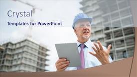  Presentation with construction site construction - Amazing slide set having senior-architect-site-manager-using backdrop and a sky blue colored foreground