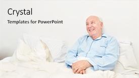  Presentation with bedridden patient - PPT theme having senior as a bedridden patient background and a white colored foreground