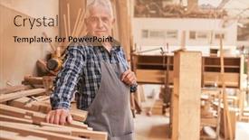  Presentation with circus show master - Slide set having senior-as-a-craftsman-master background and a coral colored foreground