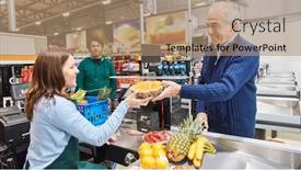  Presentation with cash - PPT layouts with senior-as-a-customer background and a coral colored foreground