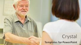  Presentation with shaking hands - Presentation design featuring senior-as-a-patient-shaking background and a lemonade colored foreground