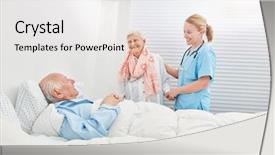  Presentation with bedridden patient - Slides enhanced with senior as a patient background and a white colored foreground