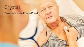  Presentation with breathing - PPT theme having senior-as-a-patient background and a coral colored foreground