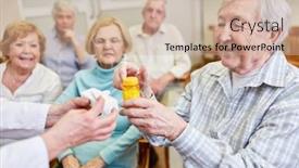  Presentation with course - Audience pleasing presentation theme consisting of senior-as-a-patient backdrop and a soft green colored foreground